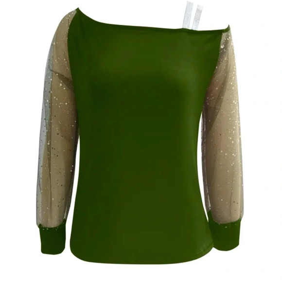 Women Top Green  Rhinestones. Size L. Brand New. Not Tag. - Picture 4 of 12